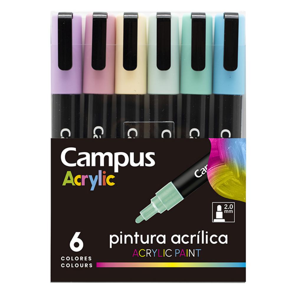 ROTULADORES ACRILICOS CAMPUS ACRYLIC 6 COLORES PASTEL