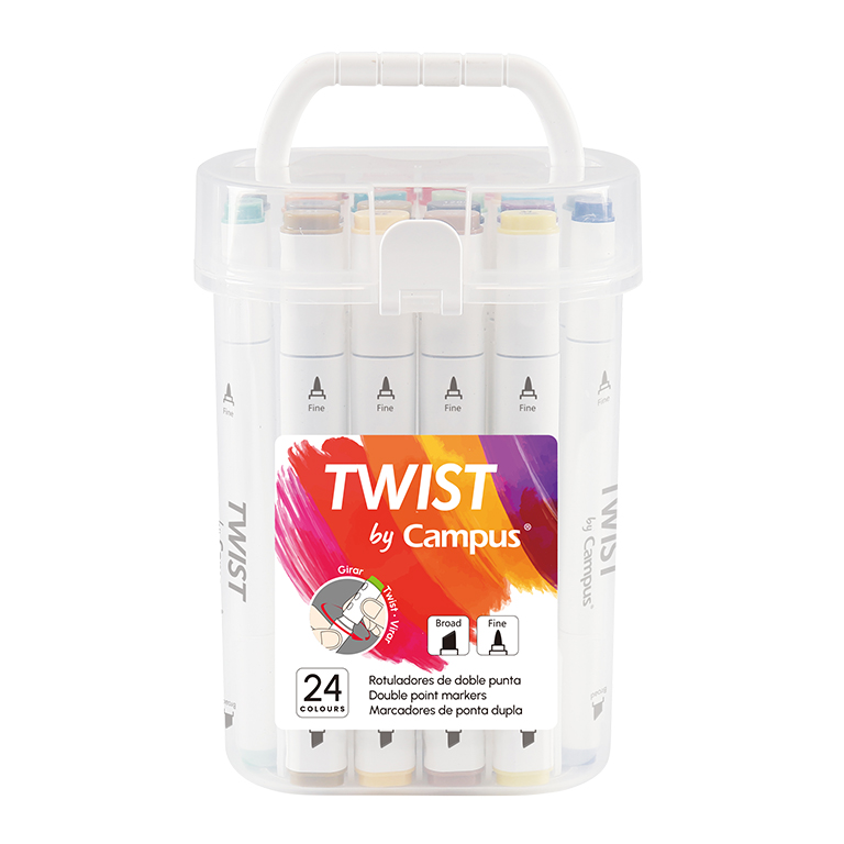 ROTULADOR TWIST DOBLE PUNTA 24u