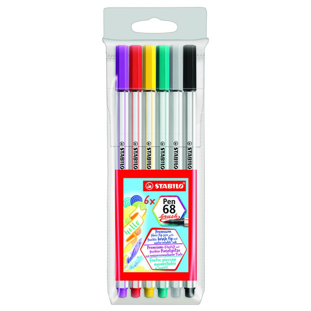 ROTULADORES STABILO PEN-68 BRUSH 6COL