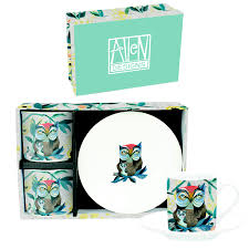SET 2 TAZAS C/PLATO OWL D234