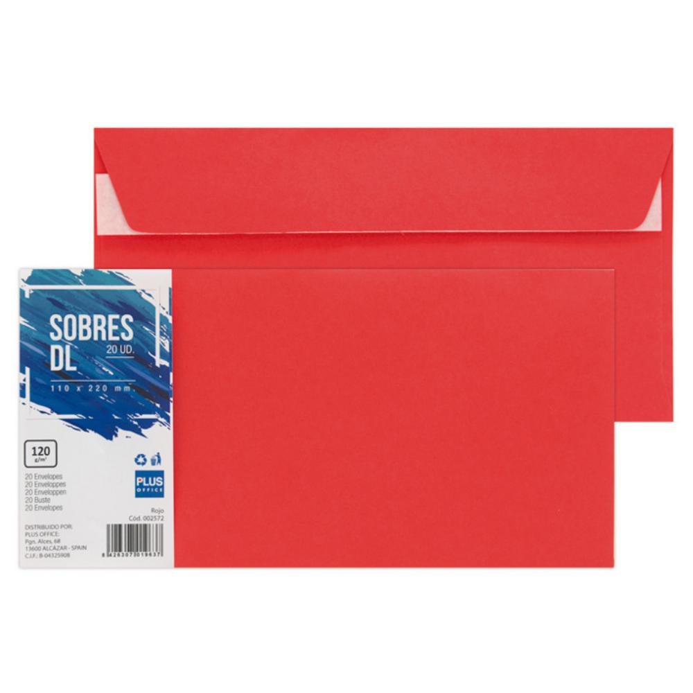 SOBRE PLUS 110x220 ROJO 20ud