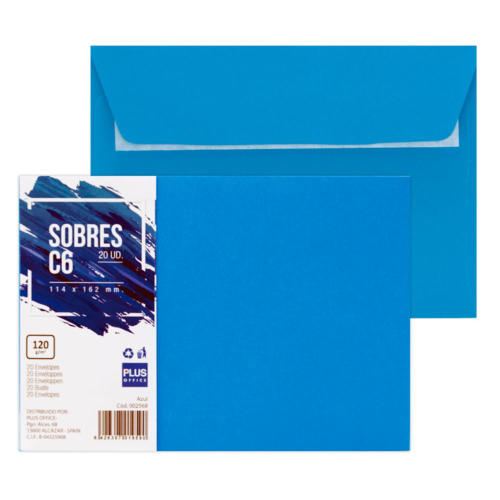 SOBRE C6 PLUS OFFICE 114X162 MM 120G AZUL 20 UD.