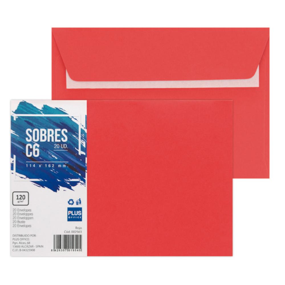 SOBRE PLUS 114*162 ROJO 20ud