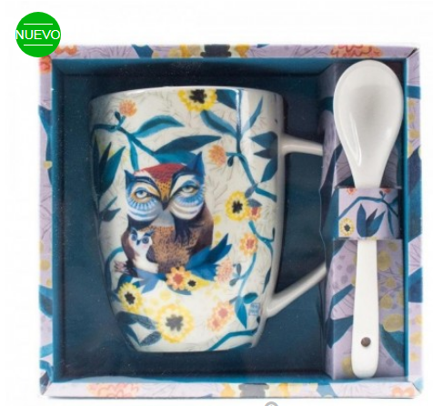 TAZA C/CUCHARA OWL D232