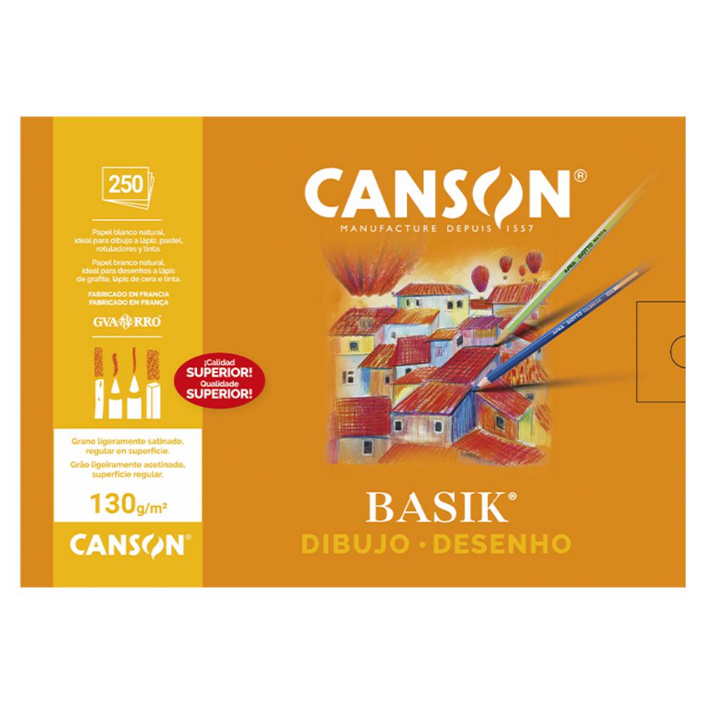 BLOC DIBUJO CANSON BASIC A4+ 250H 130G C/R
