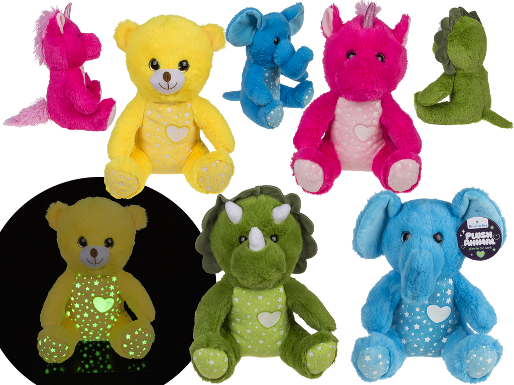 PELUCHES BRILLO OSCURIDAD 26CM 4 MOD 61/6970