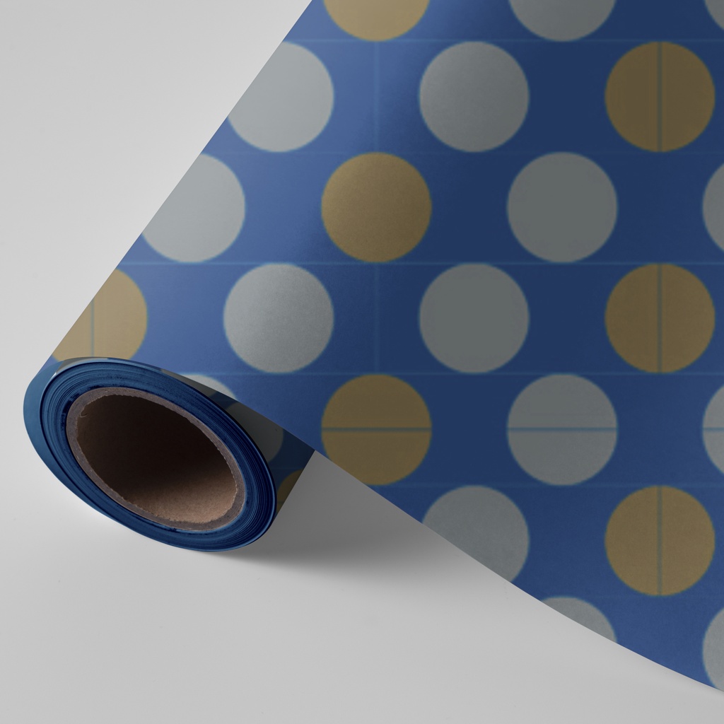 PAPEL REGALO BOBINA 62CM FONDO AZUL TODO AÑO