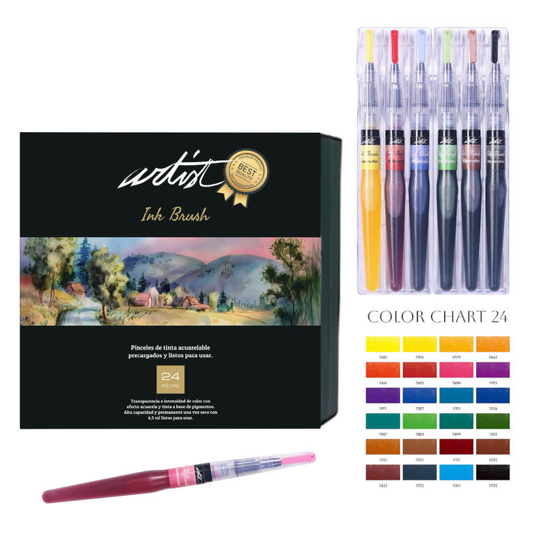 ESTUCHE 24 ROTUL.PINCEL ACUARELABLES