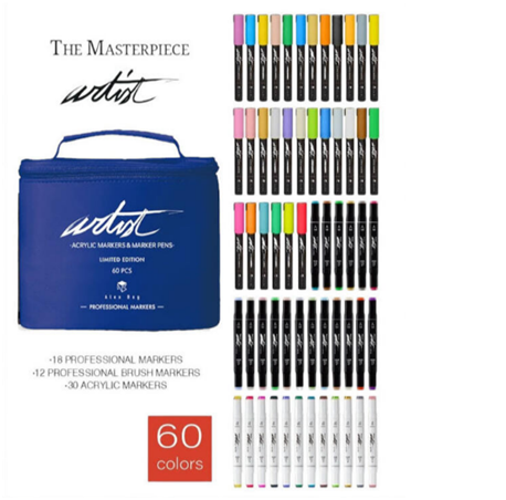 ESTUCHE ACRILICOS ALCOHOL MARKERS 60 COL.