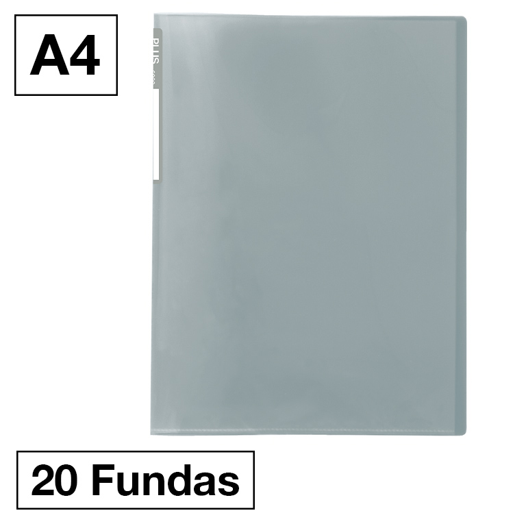 CARPETA FUNDAS PLUS A4 20F GRIS MANHATTAN