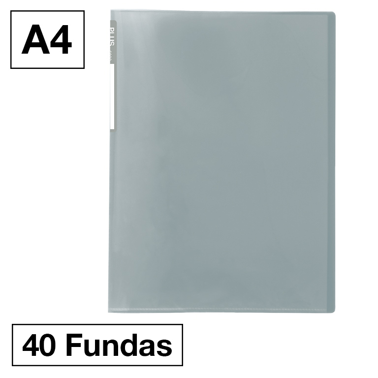 CARPETA FUNDAS PLUS A4 40F TRAS.GRISM