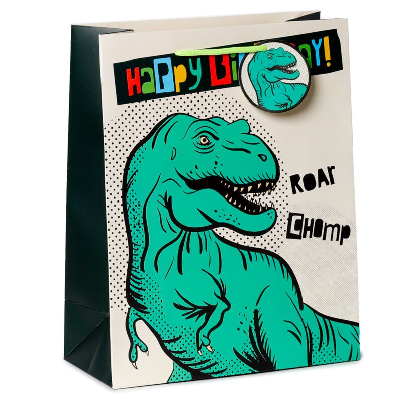 BOLSA DE REGALO FELIZ CUMPLEAÑOS DINOSAURIO GRANDE