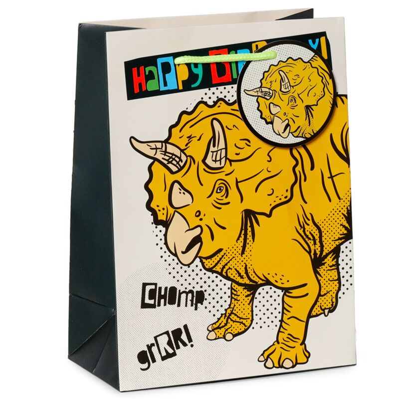 BOLSA DE REGALO FELIZ CUMPLEAÑOS DINOSAURIO MEDIANA