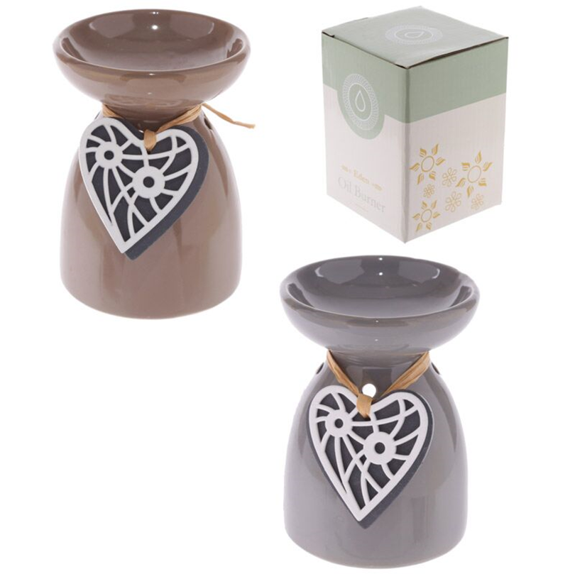 QUEMADOR ACEITE EDEN CERAMICA CORAZON MADERA