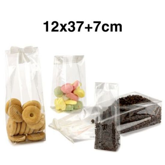BOLSA TRANSPARENTE ALIMENTOS 12X37+7 100UD