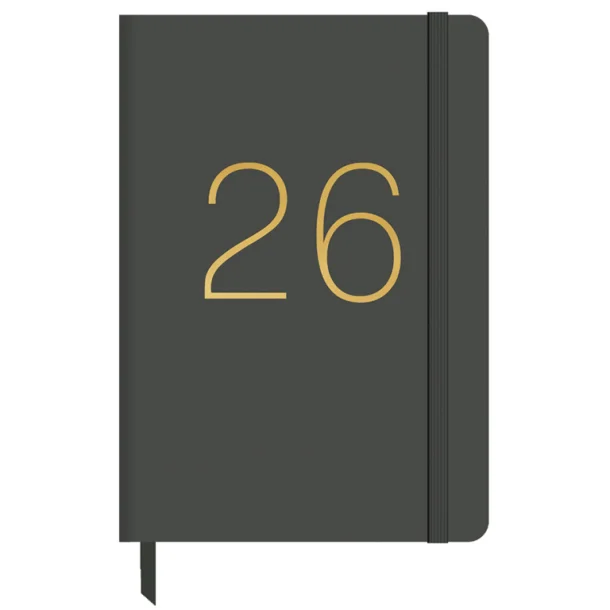 AGENDA ANUAL 2026 PU PLAIN A5 S.V GRIS