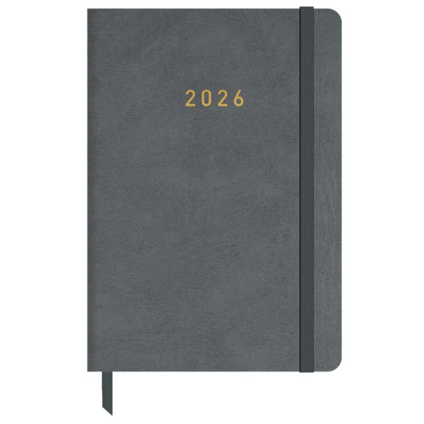 AGENDA ANUAL 2026 PU PLAIN A5 S.V GRIS CLARO