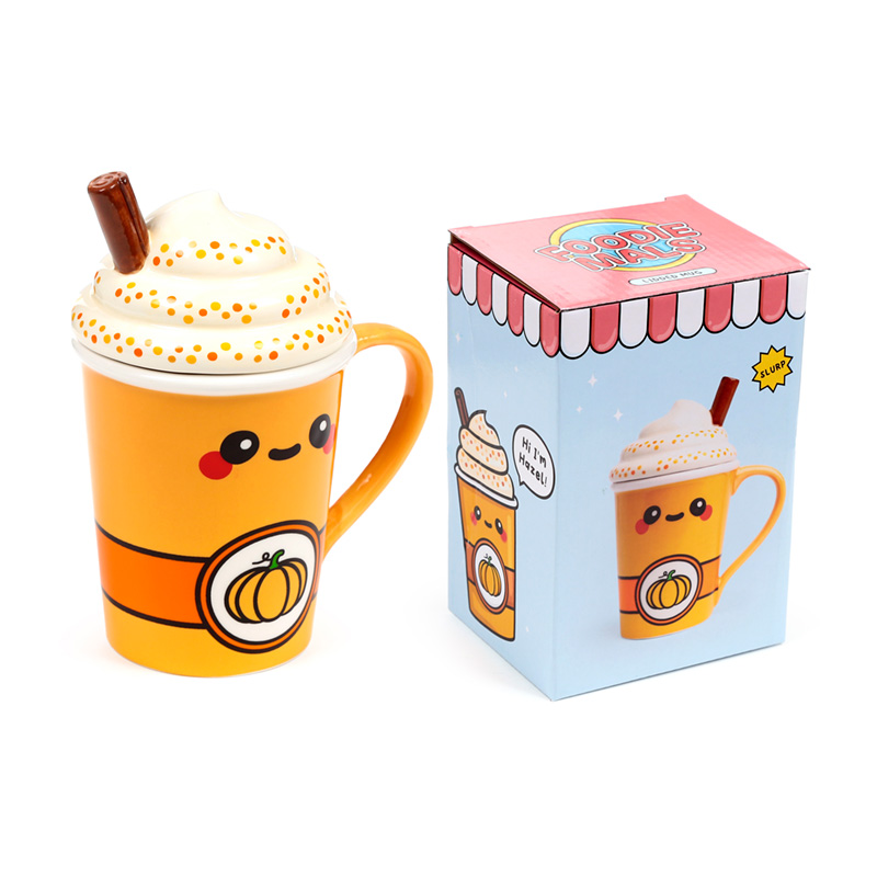 TAZA DE CERAMICA C/TAPA FOODIEMALS BOBA TE CON BURBUJAS