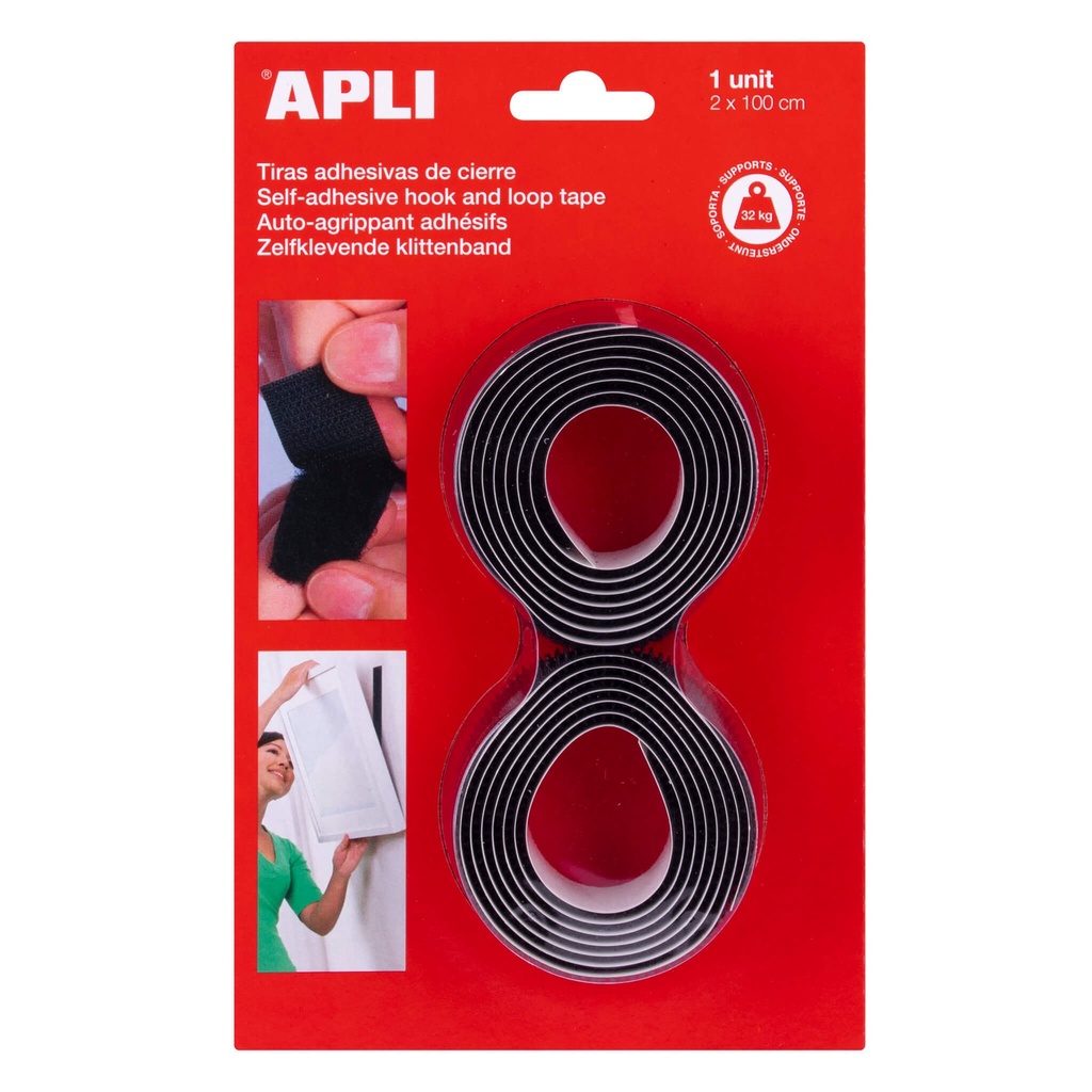 CINTA VELCRO APLI 2x100CM NEGRO 13656