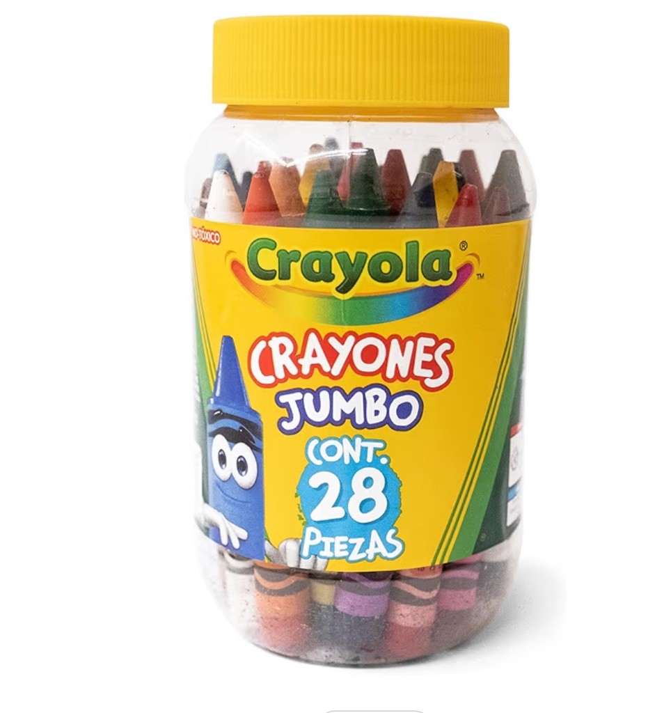 28 CERAS JUMBO EN BOTE TRANSPARENTE 52-3037 CRAYOLA