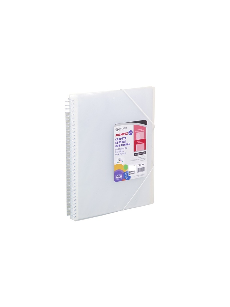CARPETA A4 ARCHIVEX ESPIRAL 50F TRANSPARENTE