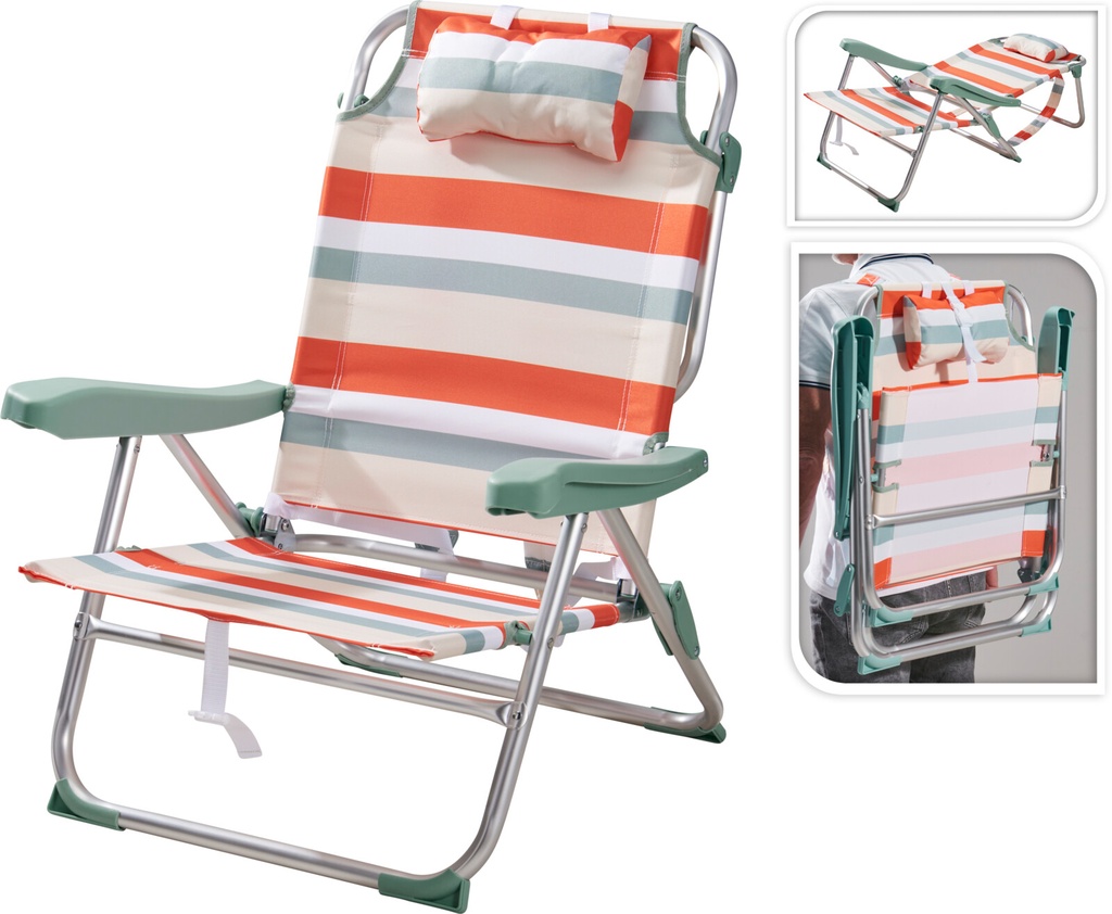 SILLA PLEGABLE RAYAS ROJAS