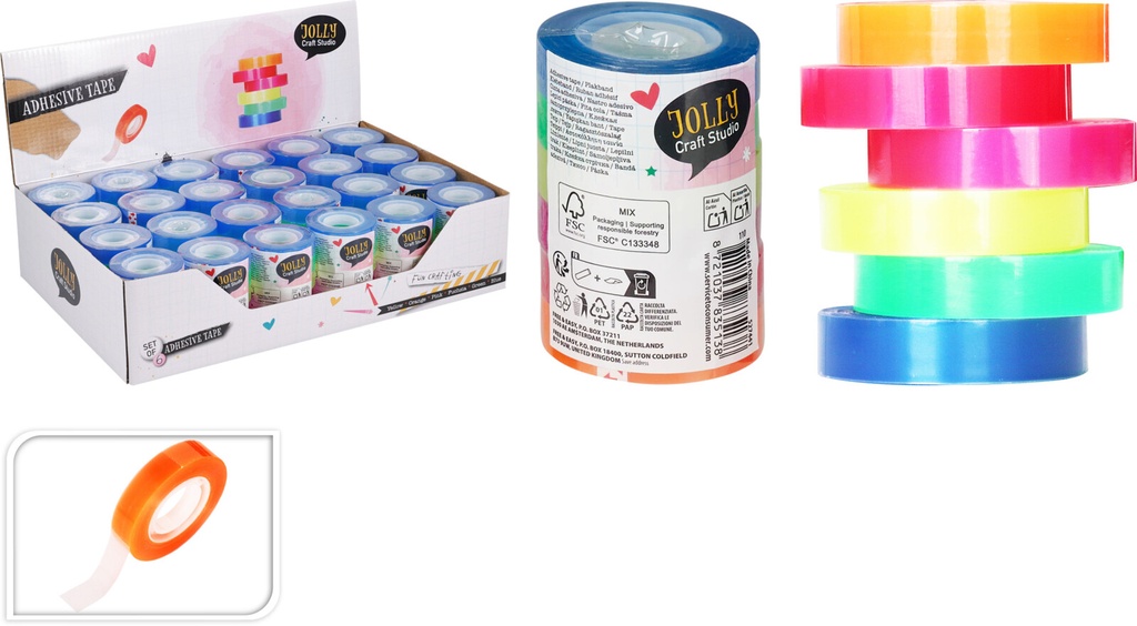 CINTA ADHESIVA COLORES 6UDS