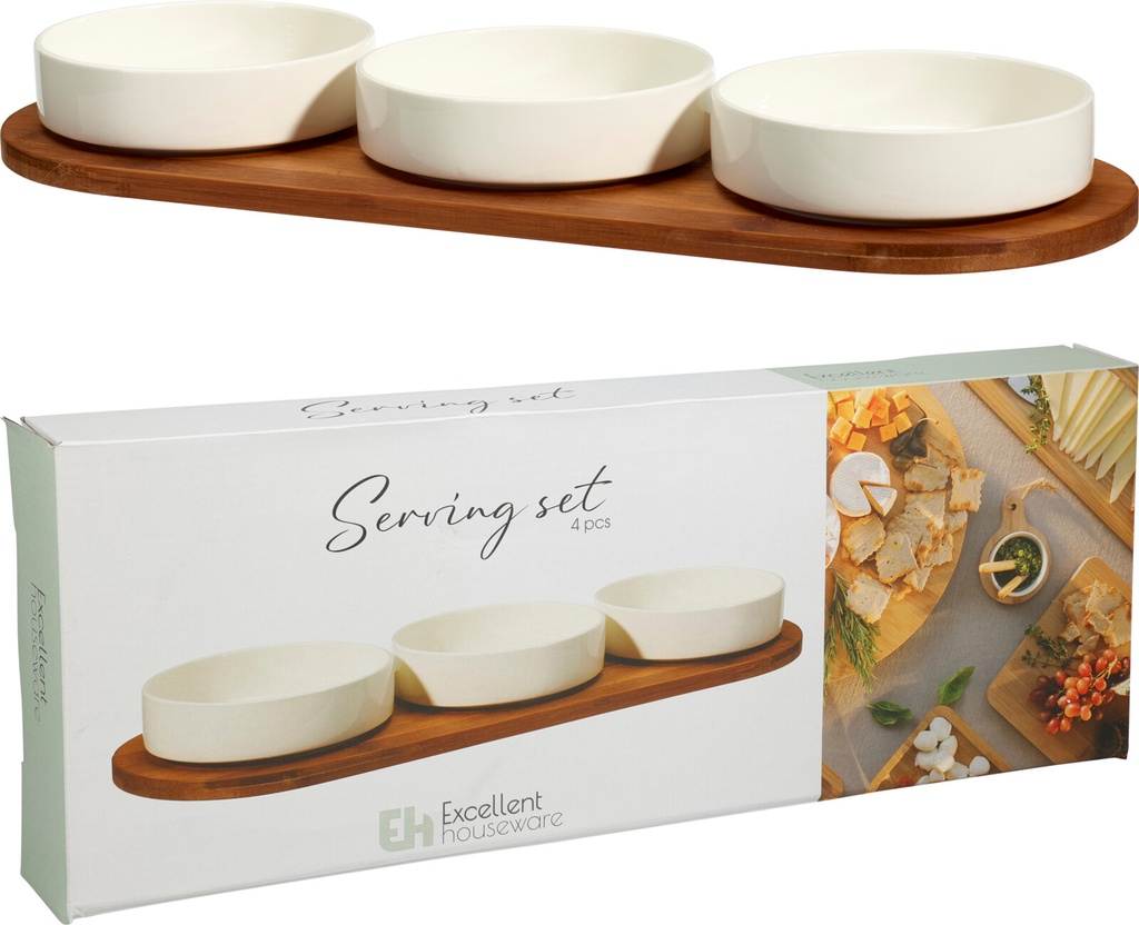 SET PORCELANA 3 CUENCOS+BANDEJA