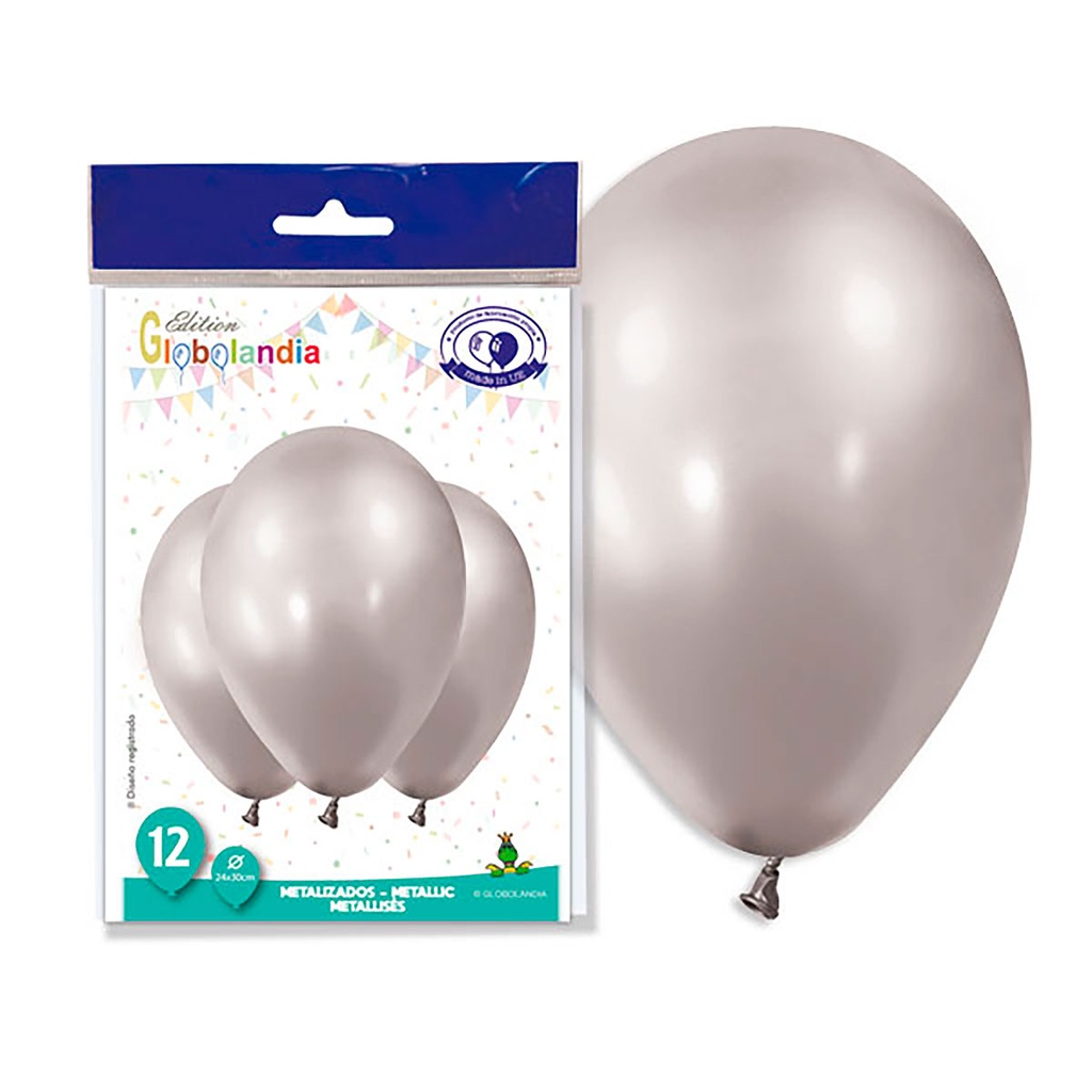 BOLSA 12 GLOBOS PLATA