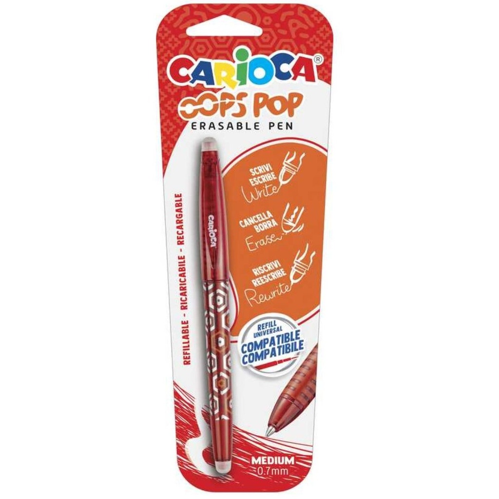BOLIGRAFO BORRABLE CARIOCA OOPS POP ROJO BLISTER 1 UD
