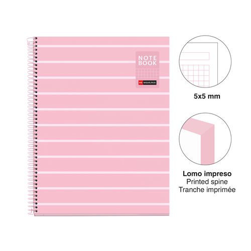 CUADERNO A4 80 H CUADRICULA BETWEEN THE LINES ROSA