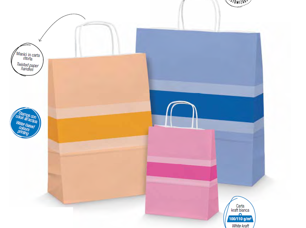 BOLSA KRAFT ALLEGRA COLOR FRANJAS ROSA 26x12X36CM