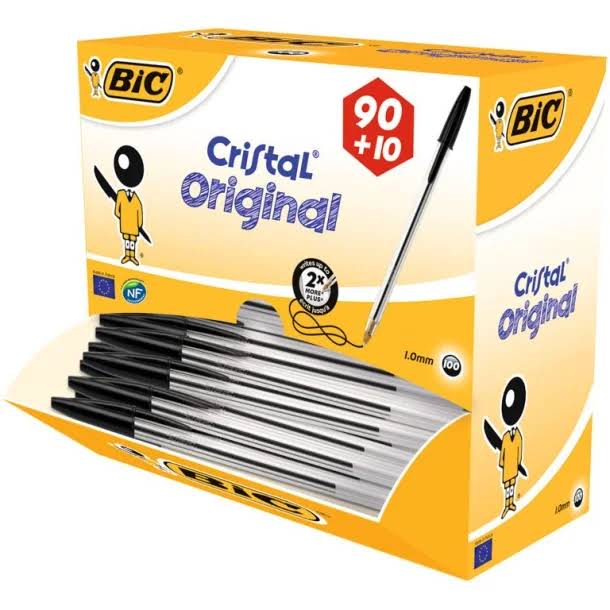 BOLÍGRAFO BIC CRISTAL NEGRO PACK ESCOLAR 100 UD.