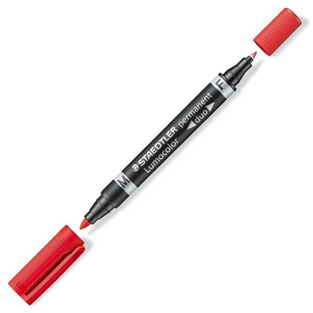 ROTULADOR PERMANENTE STAEDTLER LUMOCOLOR DOBLE PUNTA ROJO
