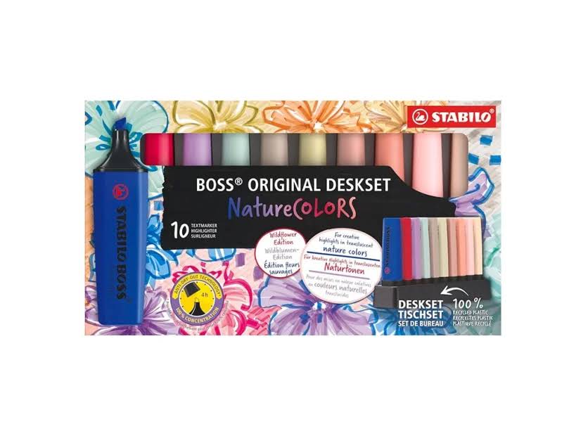 MARCADOR FLUORESCENTE STABILO BOSS NATURE EDICION WILDFLOWER CAJA 10 UD.