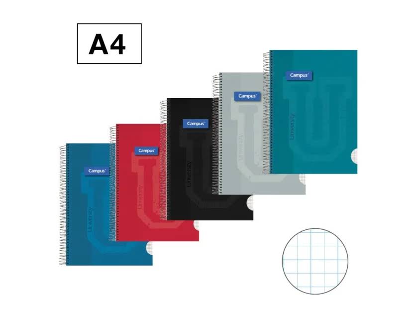 BLOC ESPIRAL CAMPUS "U" A4 TAPA EXTRADURA 80H 90G CUADRICULA 5 MM