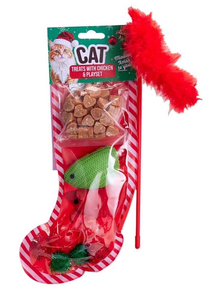 CALCETIN GATO NAVIDAD CON SNACKS