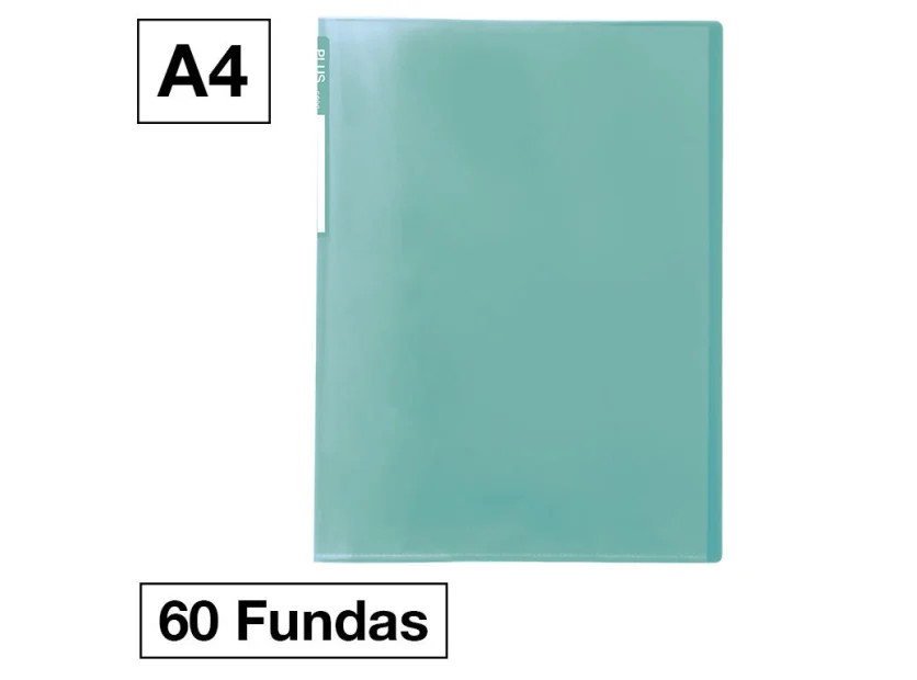 CARPETA FUNDAS PLUS A4 60F TRASLUCIDA VERDE CLARO