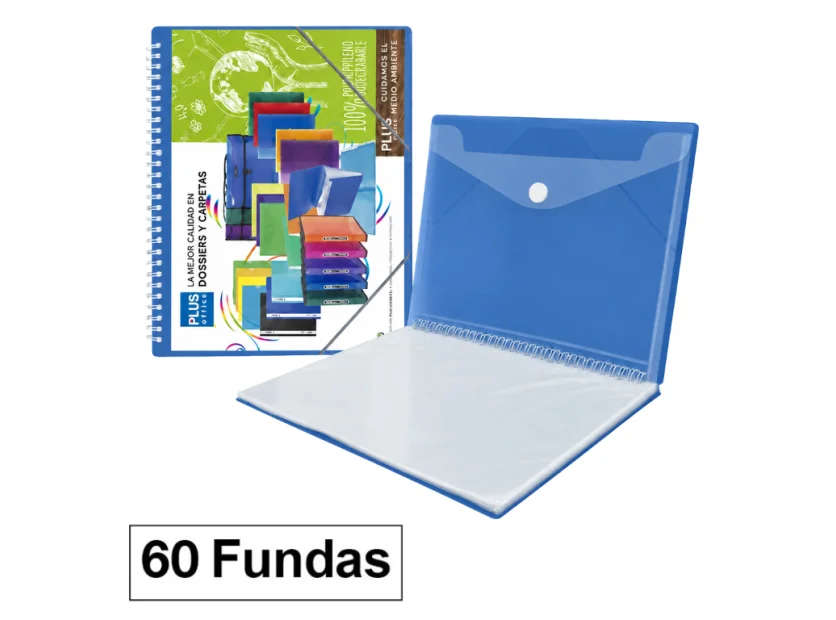CARPETA FUNDAS PLUS ESPIRAL GOMA 60F AZUL