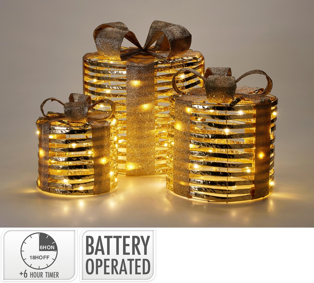 SET 3 CAJAS REGALO LED ORO