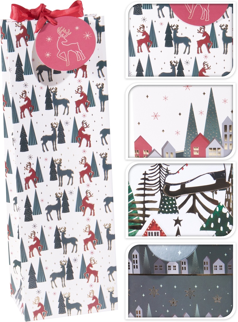 BOLSA REGALO BOTELLA NAVIDAD 36X12CM