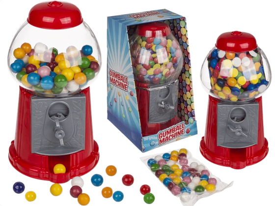 MAQUINA DE CHICLES ROJA CON APROX. 90 G DE CHICLES