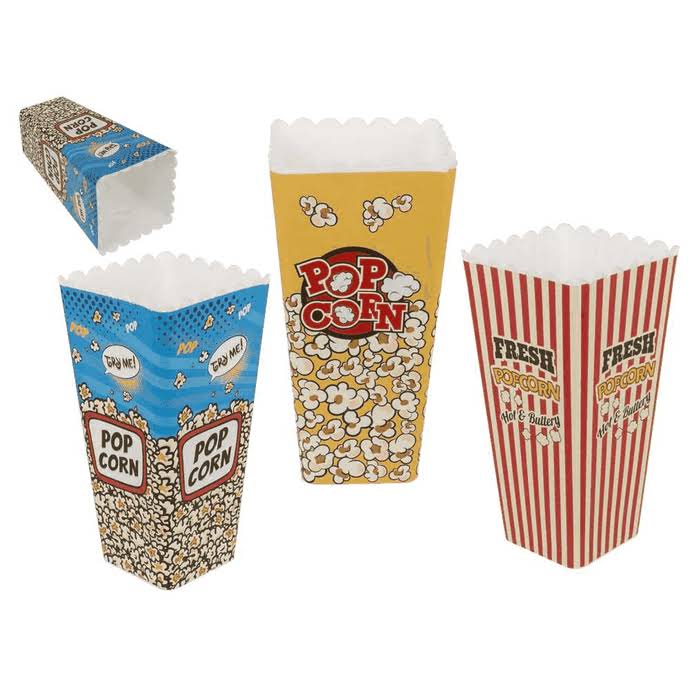 CUBO PARA PALOMITAS Y APERITIVOS RECIPIENTE CUADRADO 24 CM SURTIDO
