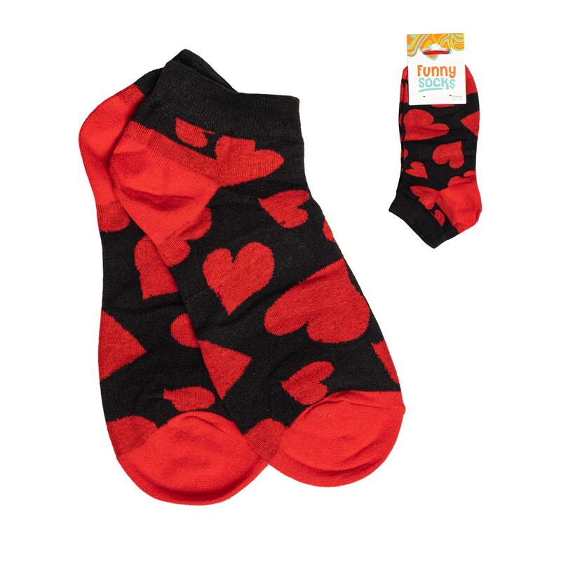 CALCETINES ALGODON CORTOS CORAZON FUCSIA