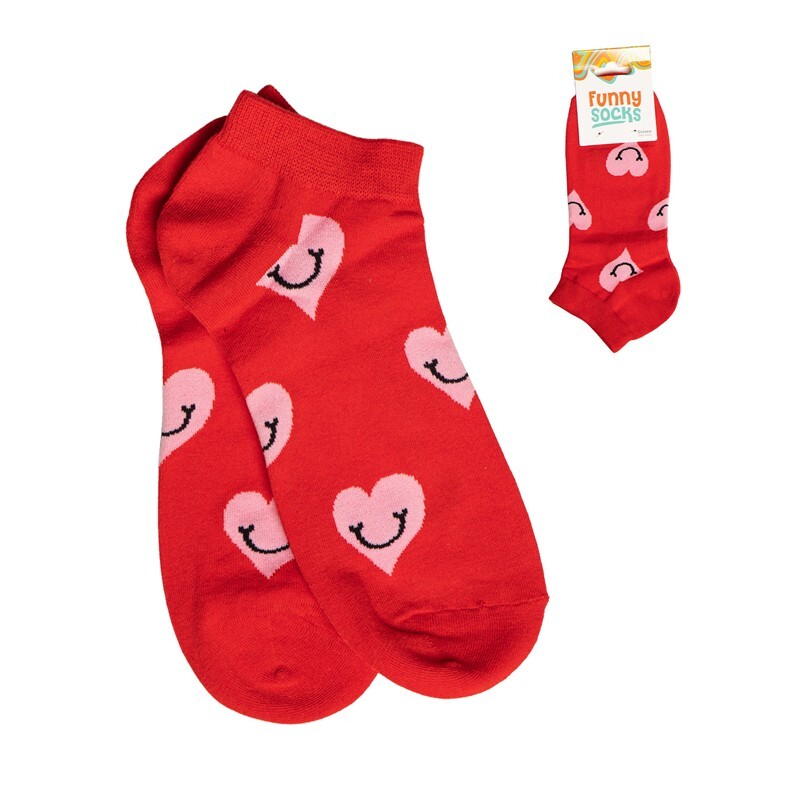 CALCETINES ALGODON CORTOS CORAZON ROSA