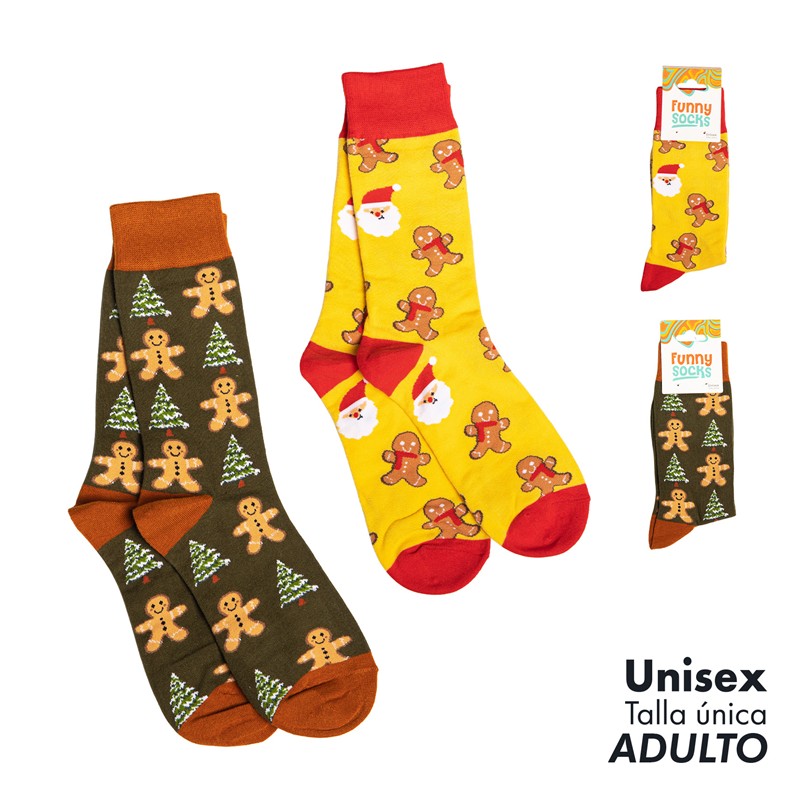 SURTIDO CALCETINES NAVIDAD GINGER MAN AMAR/VERDE