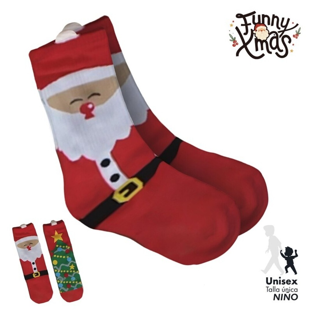 CALCETINES KIDS NAVIDAD SURT/2 RED