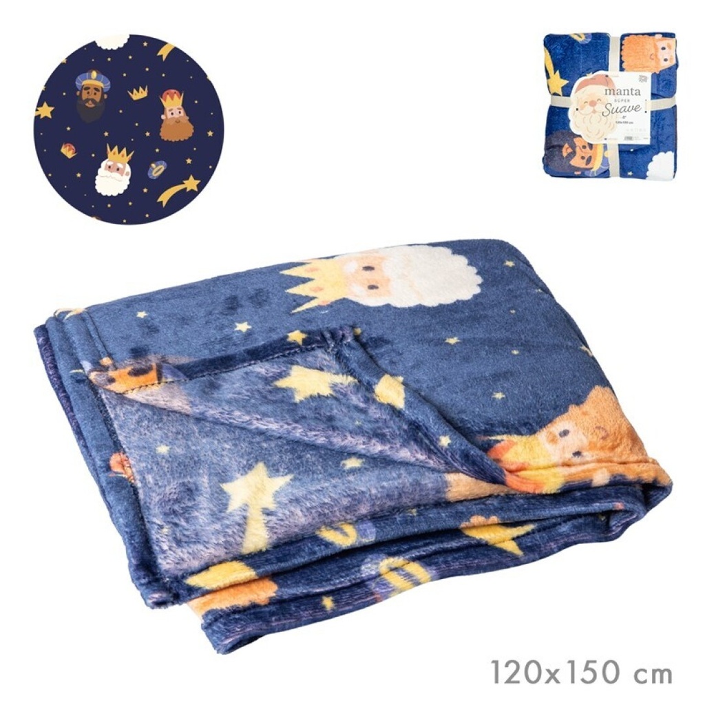 MANTA POLAR NAVIDAD 120 X 150 cm REYES