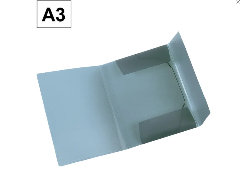 CARPETA PLUS OFFICE A3 PLASTICO GOMAS Y SOLAPAS AZUL GRISACEO