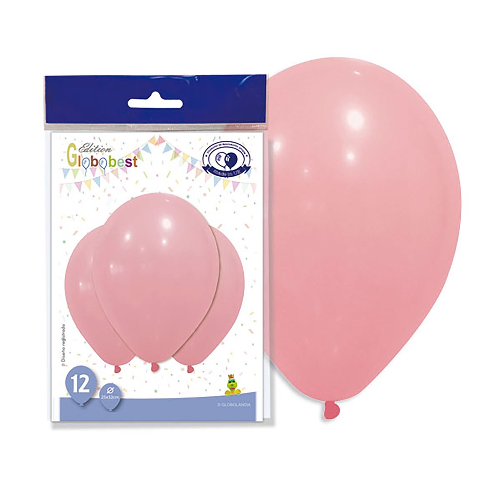 GLOBO LÁTEX 11" ROSA BEBÉ PASTEL BOLSA 12UD